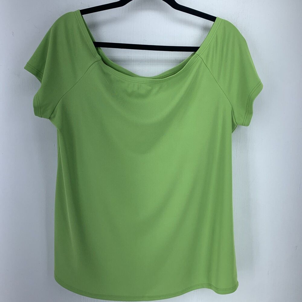 Vtg Travelsmith Womens Large Shirt Top Built In Bra Wired Outdoor Hiking Green